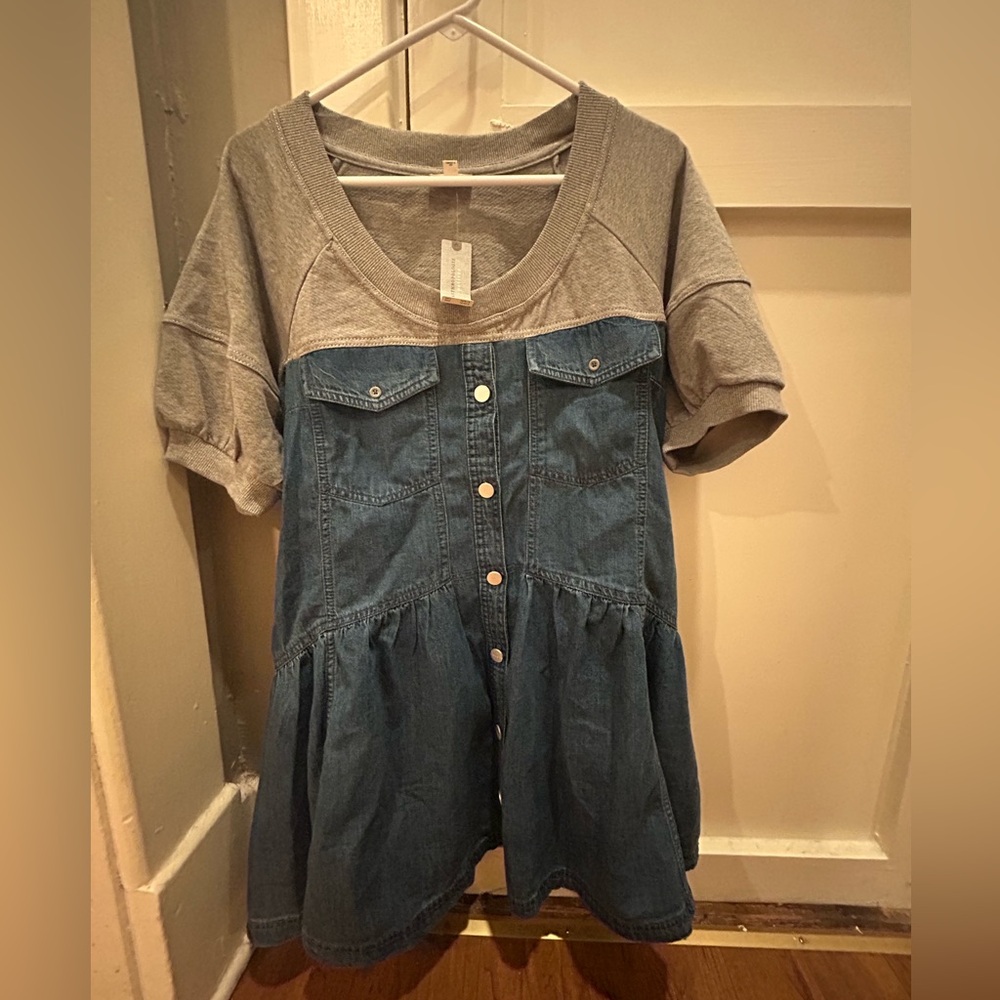 NWT Pilcro Denim Twofer Sweatshirt Swing Dress